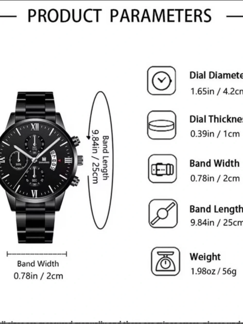 Men's Stainless Steel Chronograph Watch - Black and Gold Options